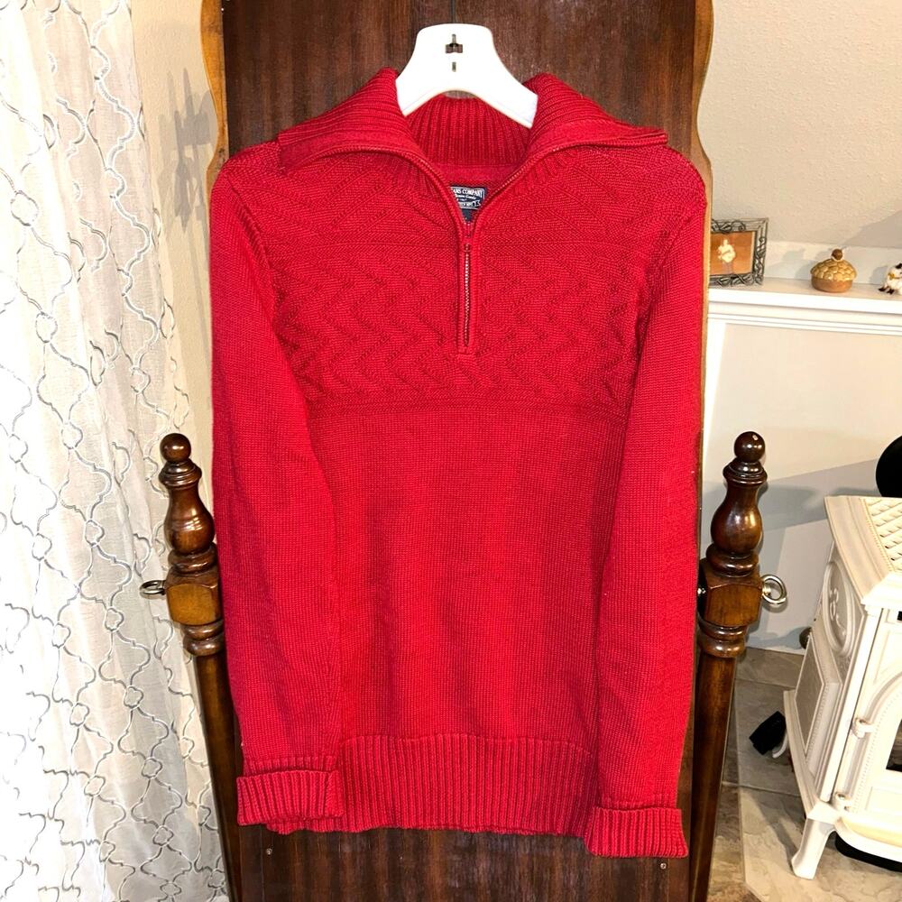 Vintage POLO RALPH LAUREN 1/4 Quarter Zip Knit Pullover Sweater flag large